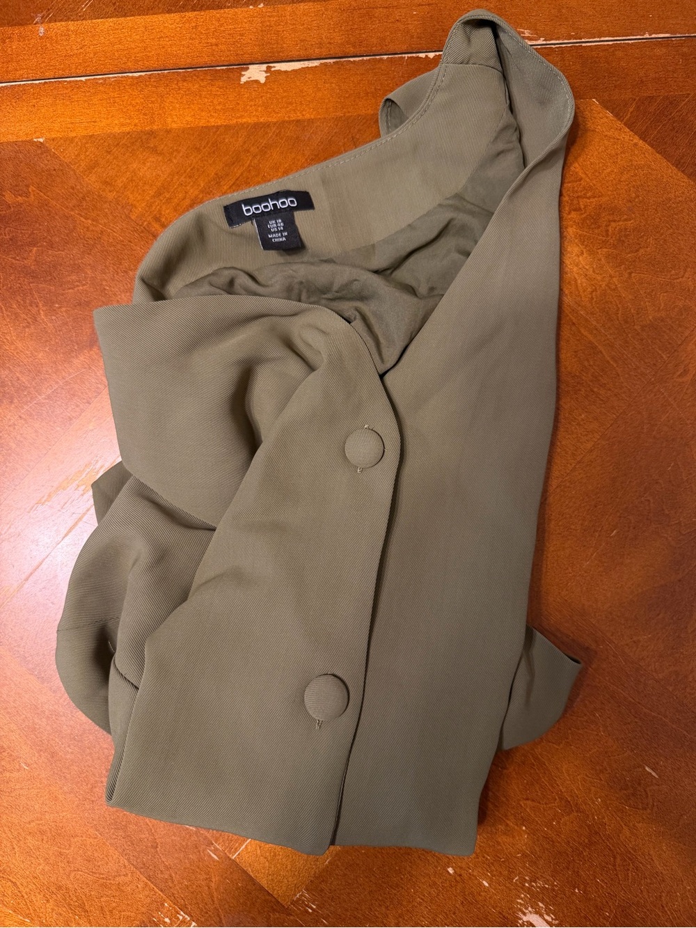 Boohoo Olive Green Double-Breasted Blazer